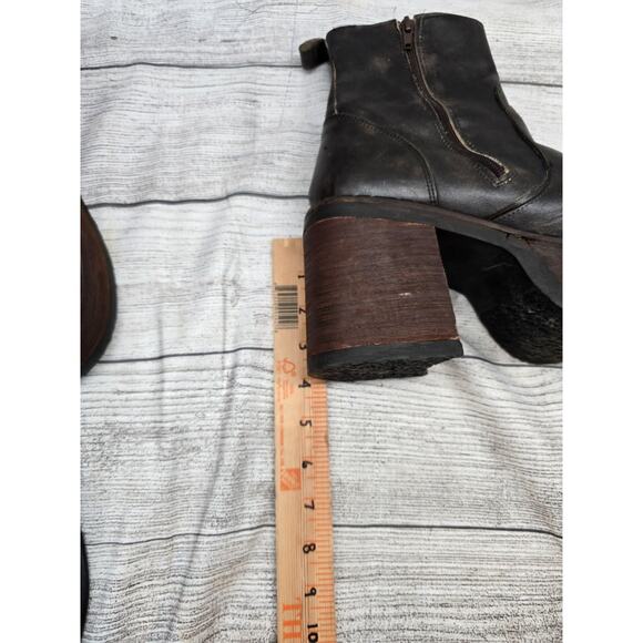 Vintage Early DESTROY Women's Ankle Boot Chunky Black Leather Size 43 EU *READ* - Picture 11 of 16